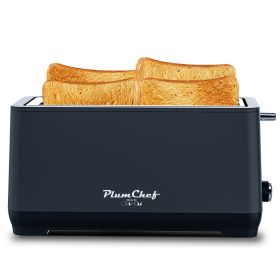 4-Slice Toaster, Extra Wide Long Slot Toaster, 6 Browning Settings, Bagel/Defrost/Reheat Functions, Removable Crumb Tray, Stainless Steel Housing